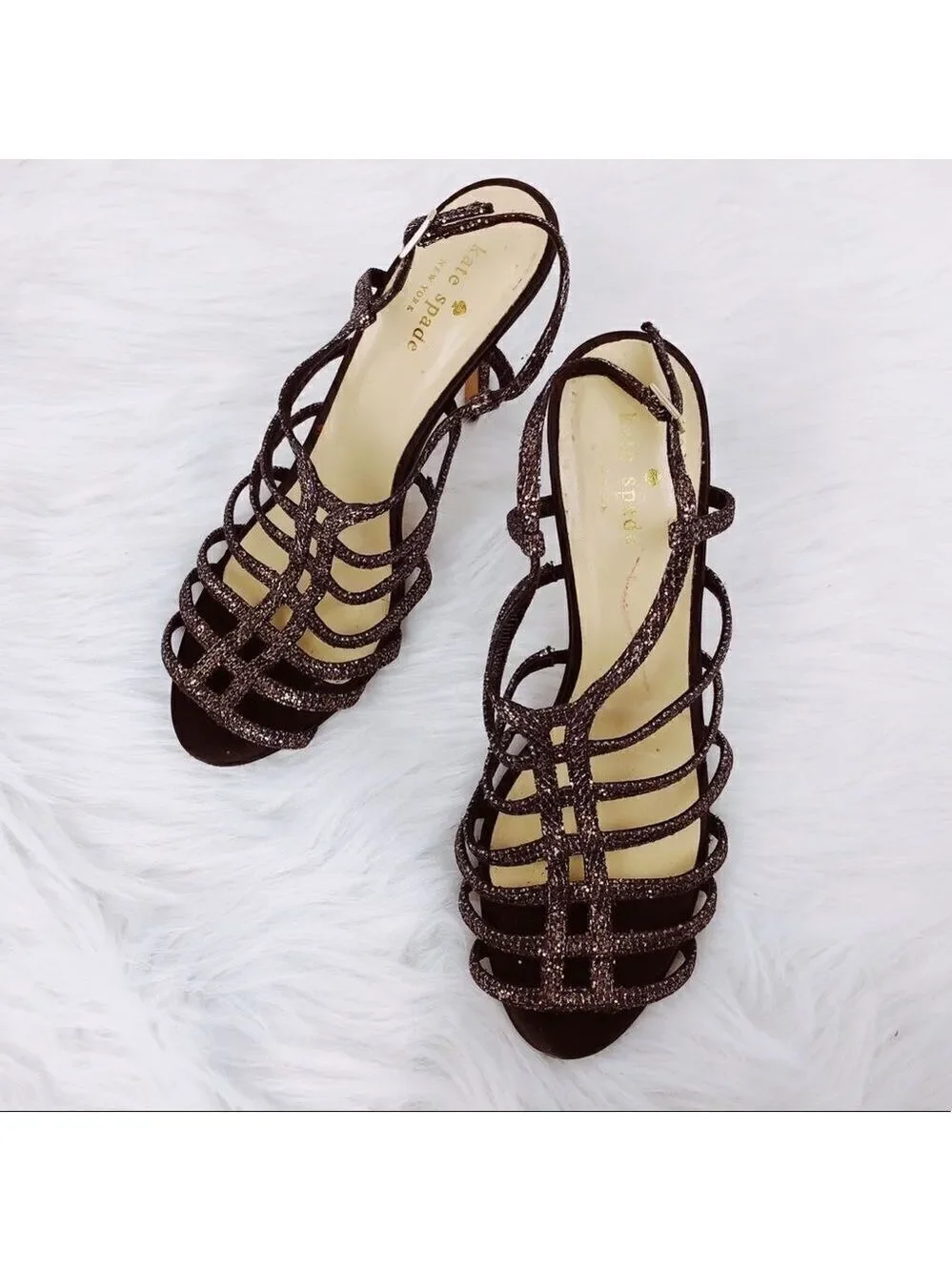 Kate Spade Caryl Glitter Cage Slingback Sandals